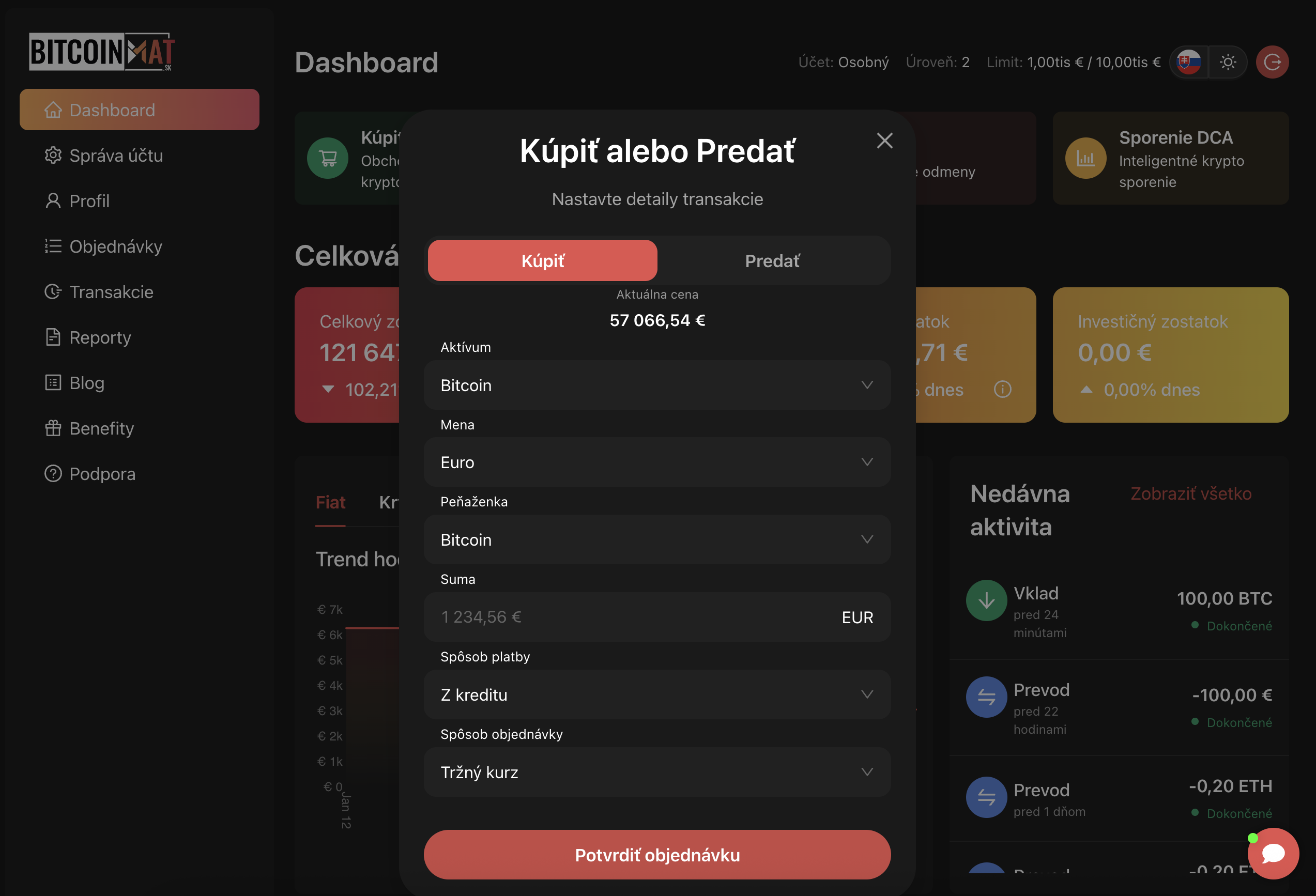 nakup a predaj kryptomeny